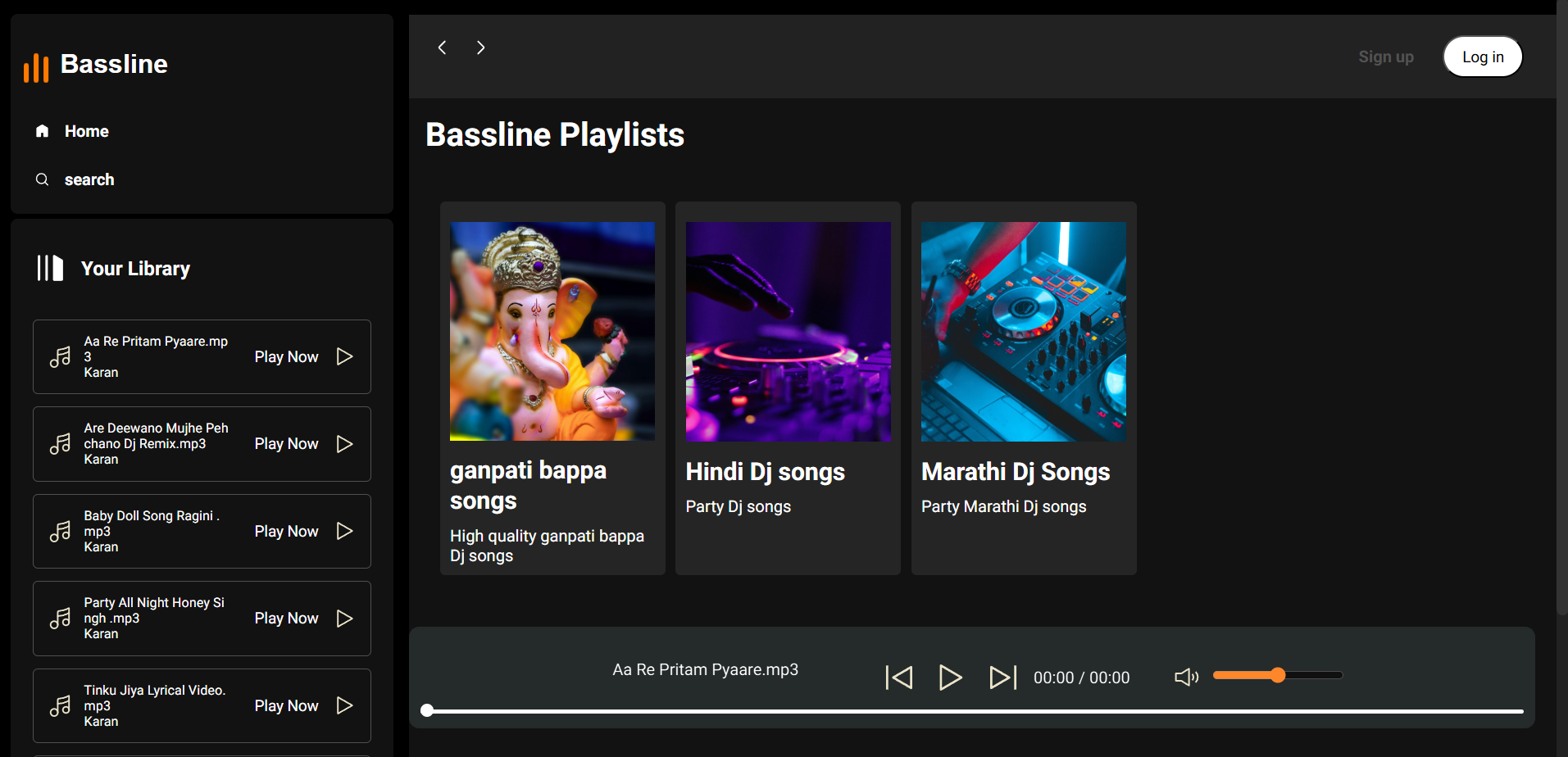 Bassline Music Player